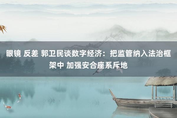 眼镜 反差 郭卫民谈数字经济：把监管纳入法治框架中 加强安合座系斥地