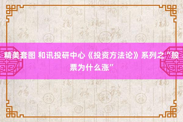 精美套图 和讯投研中心《投资方法论》系列之“股票为什么涨”