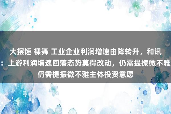 大摆锤 裸舞 工业企业利润增速由降转升，和讯算计员孔祥俊：上游利润增速回落态势莫得改动，仍需提振微不雅主体投资意愿