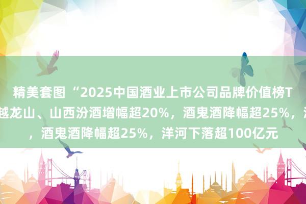 精美套图 “2025中国酒业上市公司品牌价值榜T0P30”不雅察：古越龙山、山西汾酒增幅超20%，酒鬼酒降幅超25%，洋河下落超100亿元
